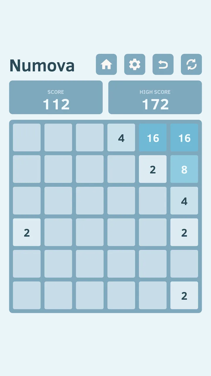 Ocean theme, a 6 by 6 board with a score of 112.