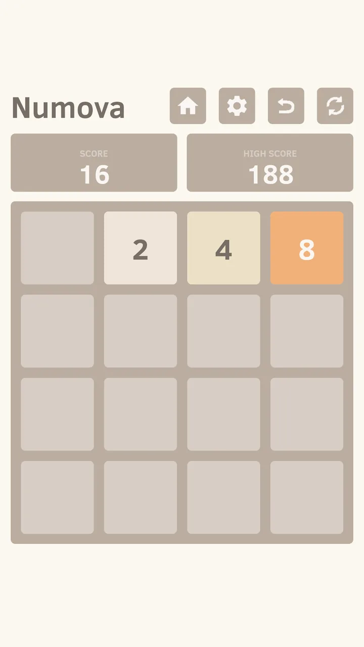 Classic theme, early in a 4 by 4 run with a high score of 188.